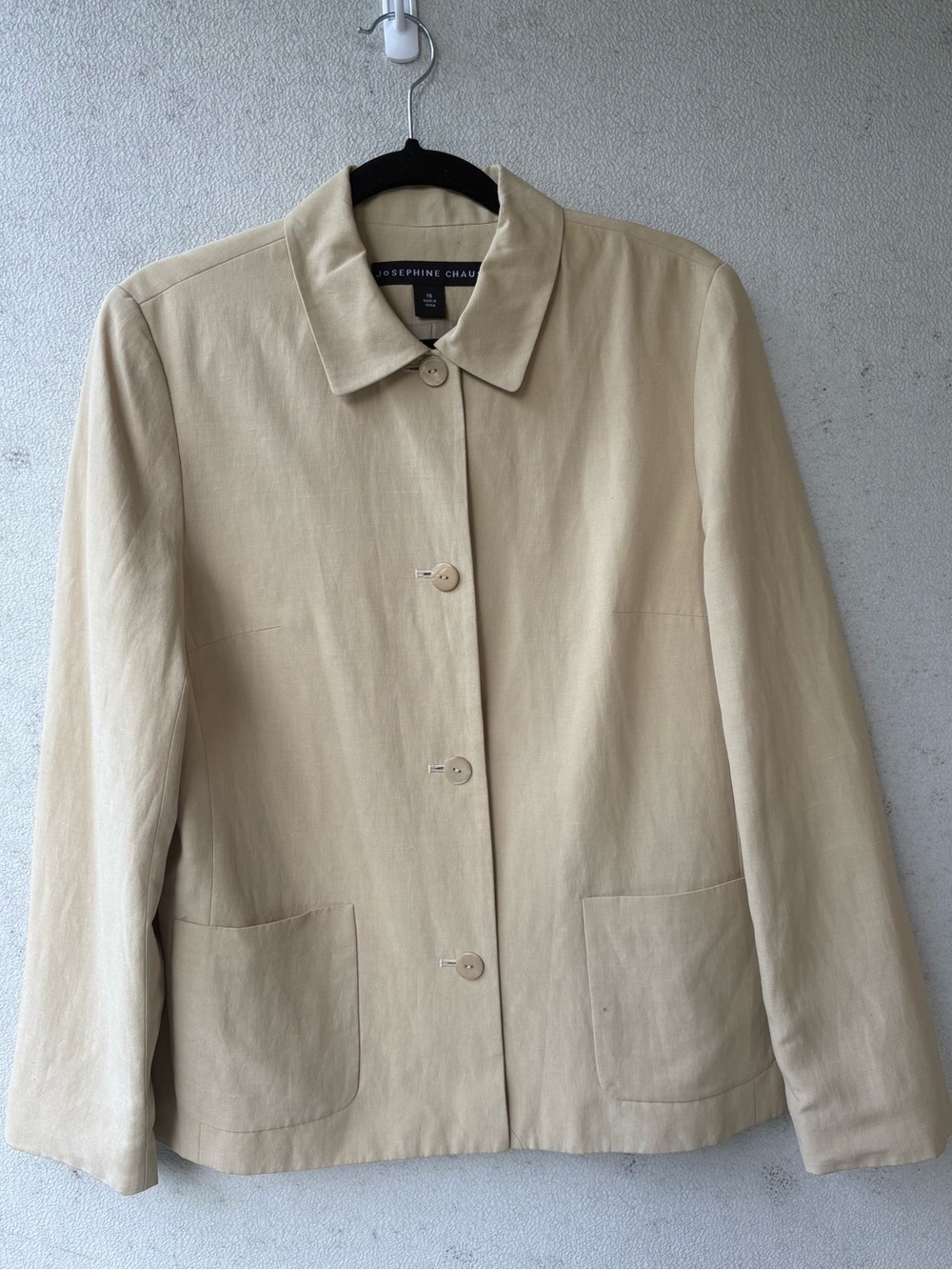 Josephine Chaus Silk Linen Light Khaki Jacket Blazer Size 10